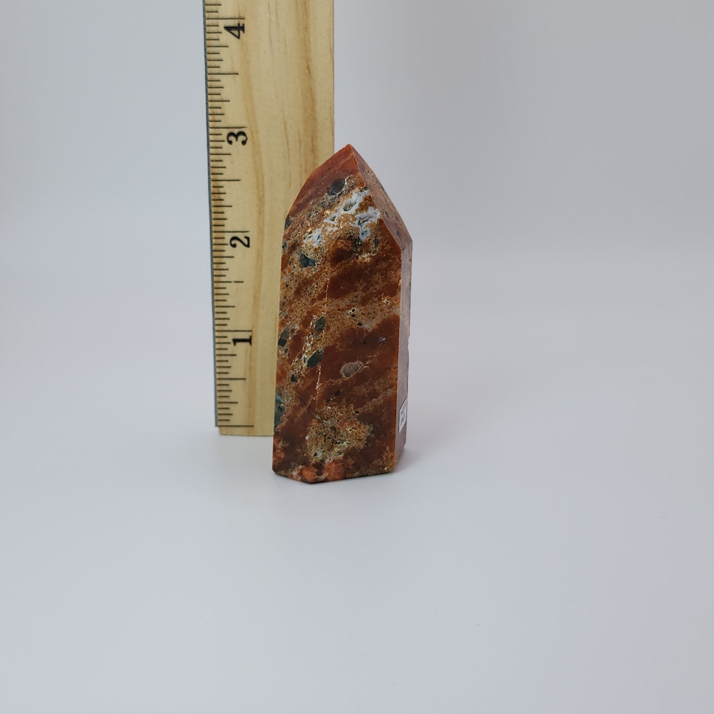 Blue Apatite in Orange Calcite Tower