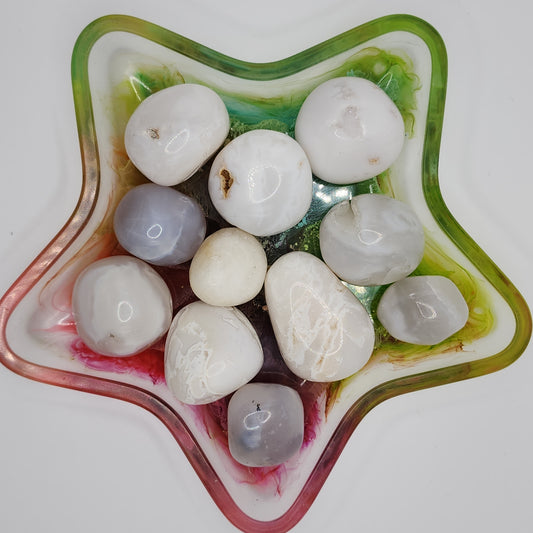 White Plume Agate Tumble - Indonesia