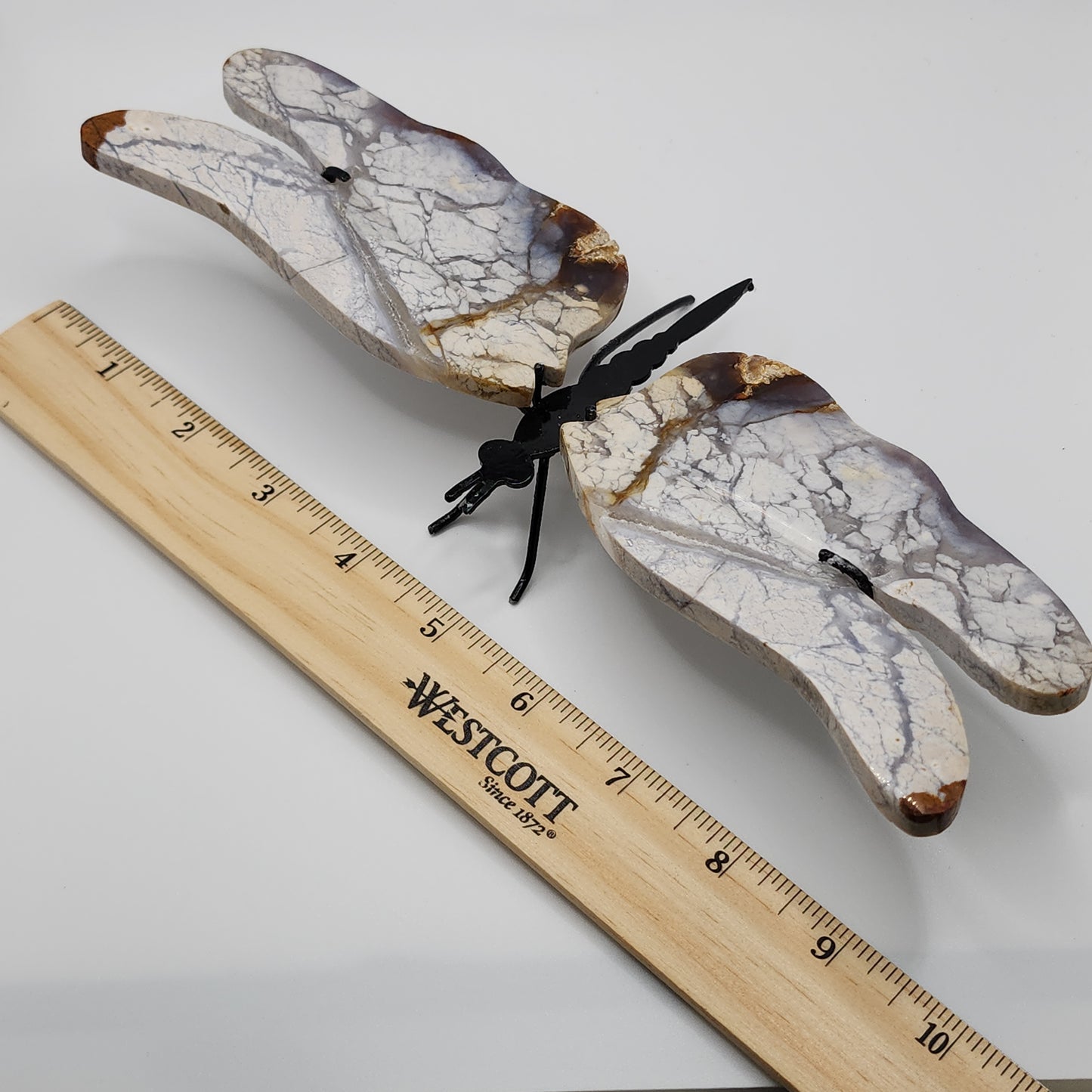 Chalcedony Dragonfly Wings on Stand - B