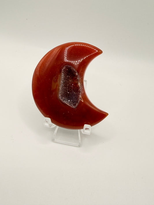 Carnelian Druzy Moon E