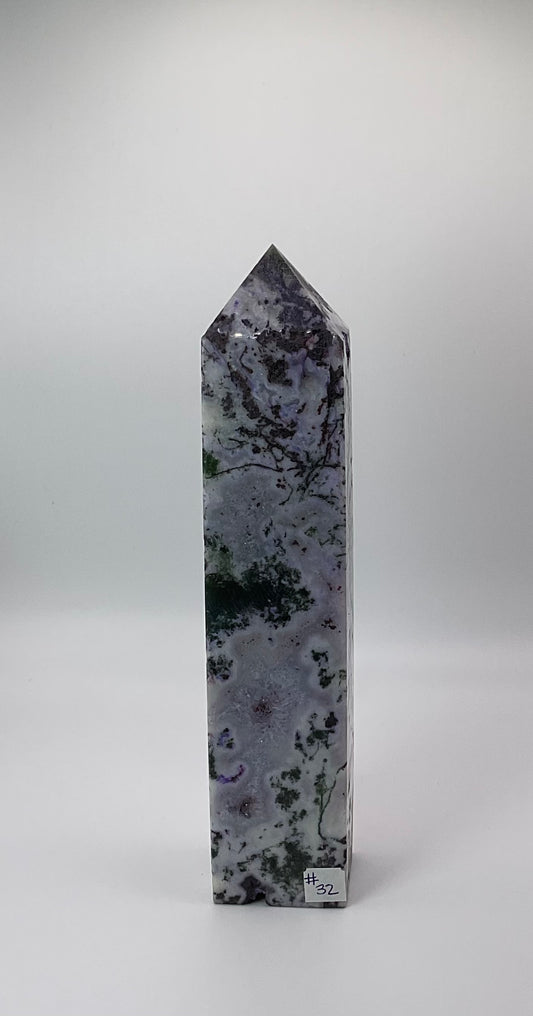 *Dyed Purple Moss Agate Tower